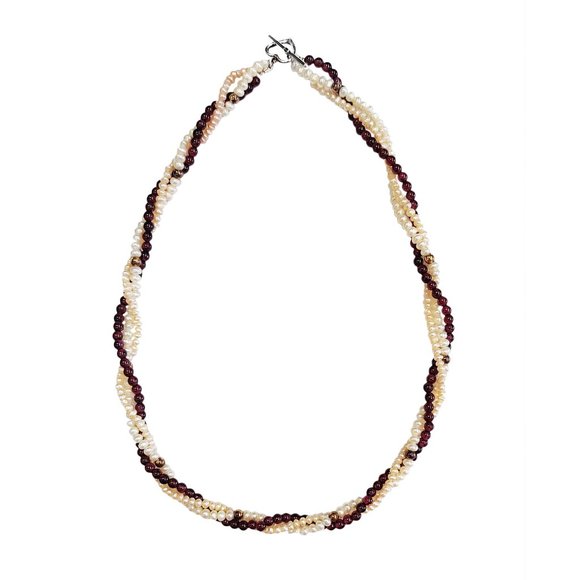 Tigerstars Classic Tri Stand Genuine Fresh Water Pearl Amethyst Beads Necklace - Picture 1 of 2